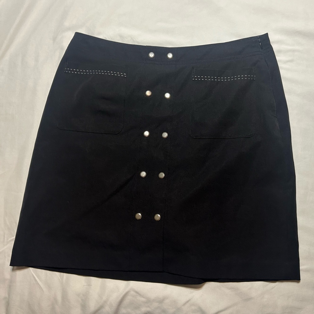 EP Pro Black Pencil Skirt with Silver Button Accents